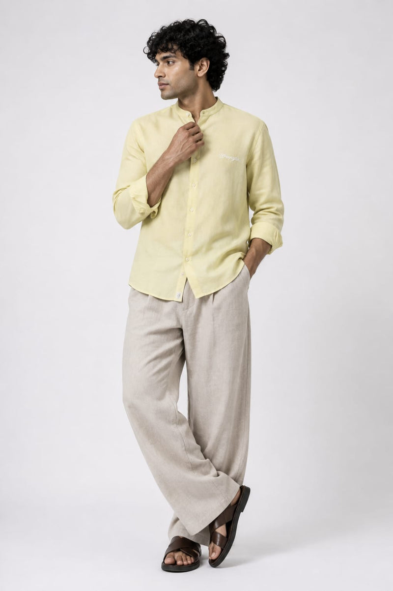 Cosmoff- Relaxed Fit Corduroy Shirt - Light Yellow